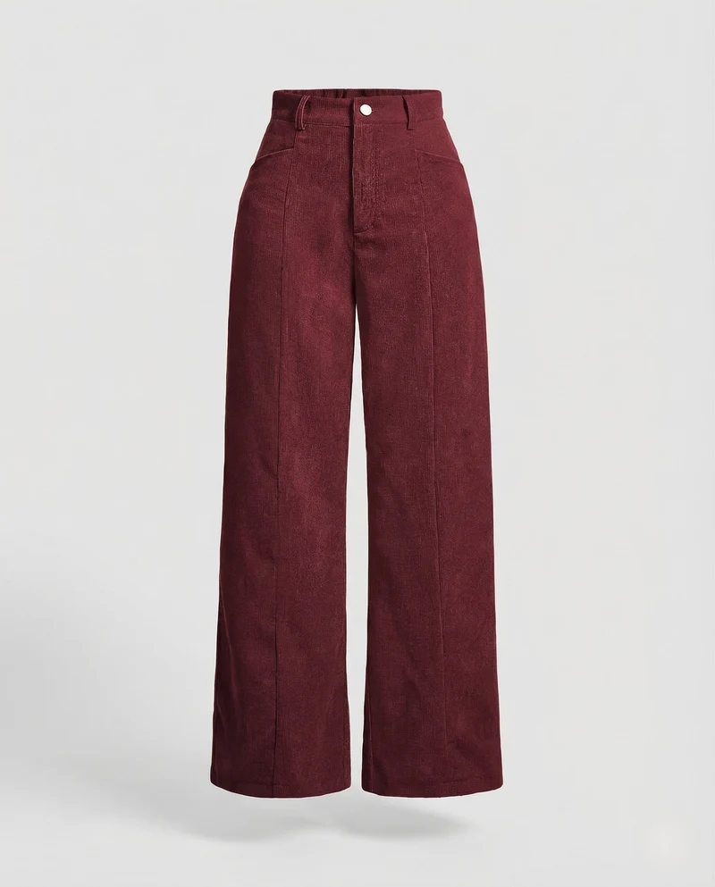 Damen Cordhose Bügelfalte Weit