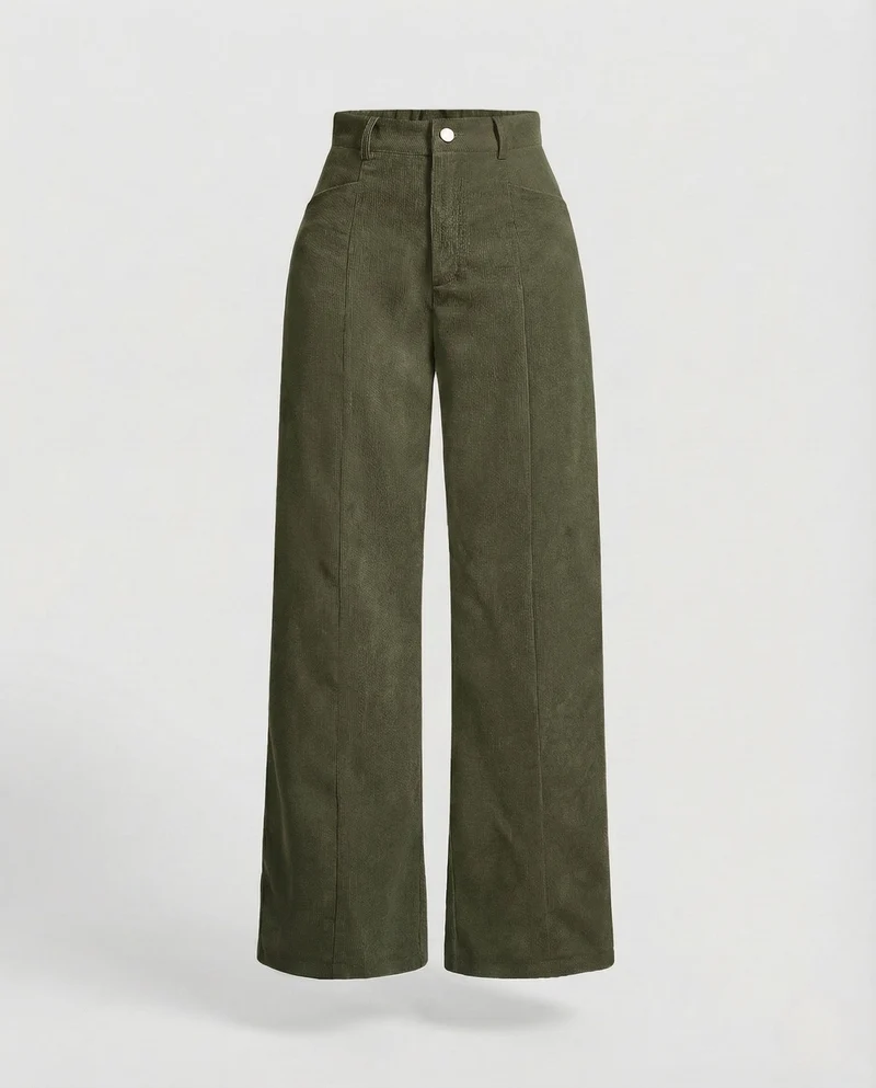 Damen Cordhose Bügelfalte Weit