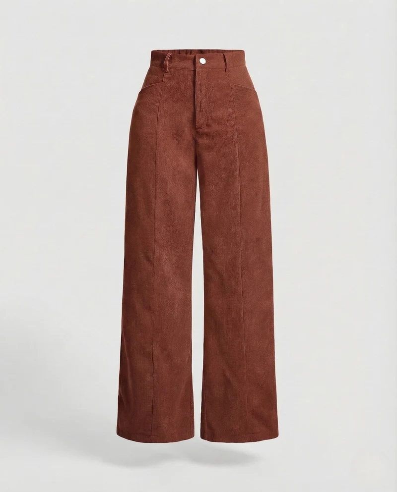 Damen Cordhose Bügelfalte Weit