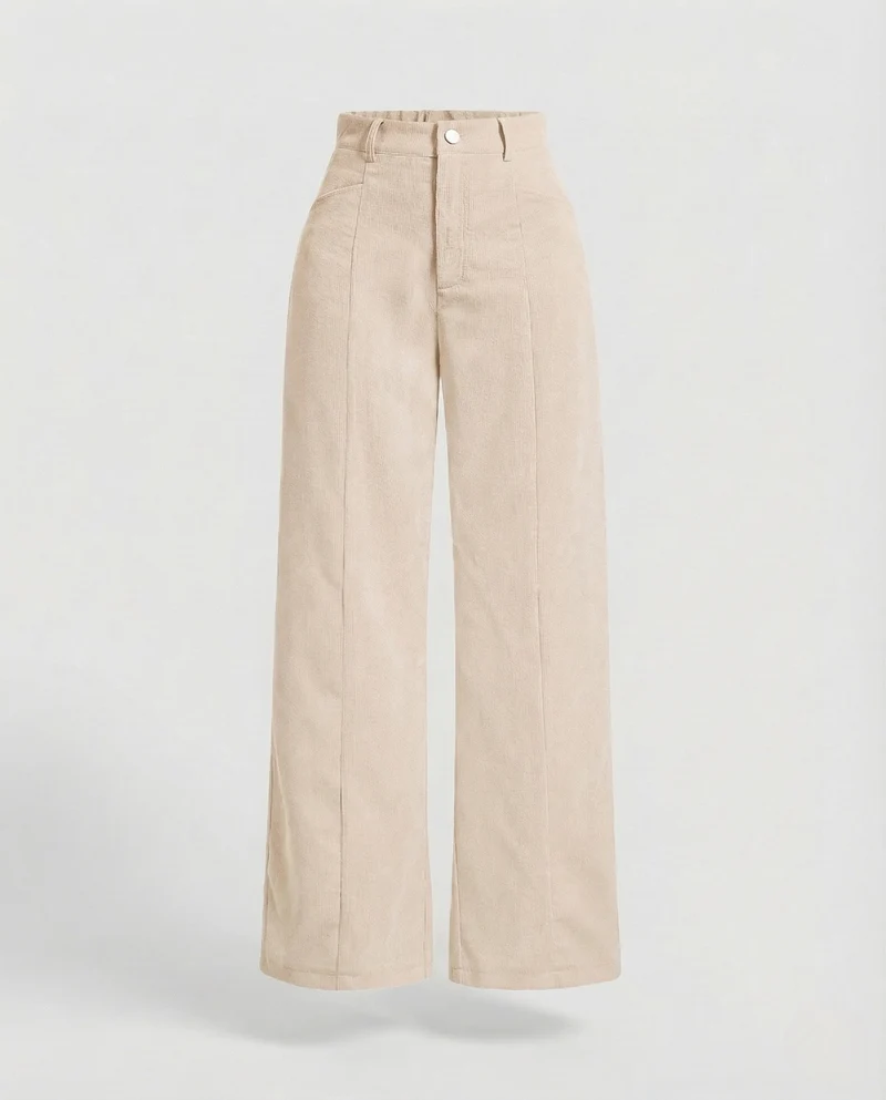 Damen Cordhose Bügelfalte Weit