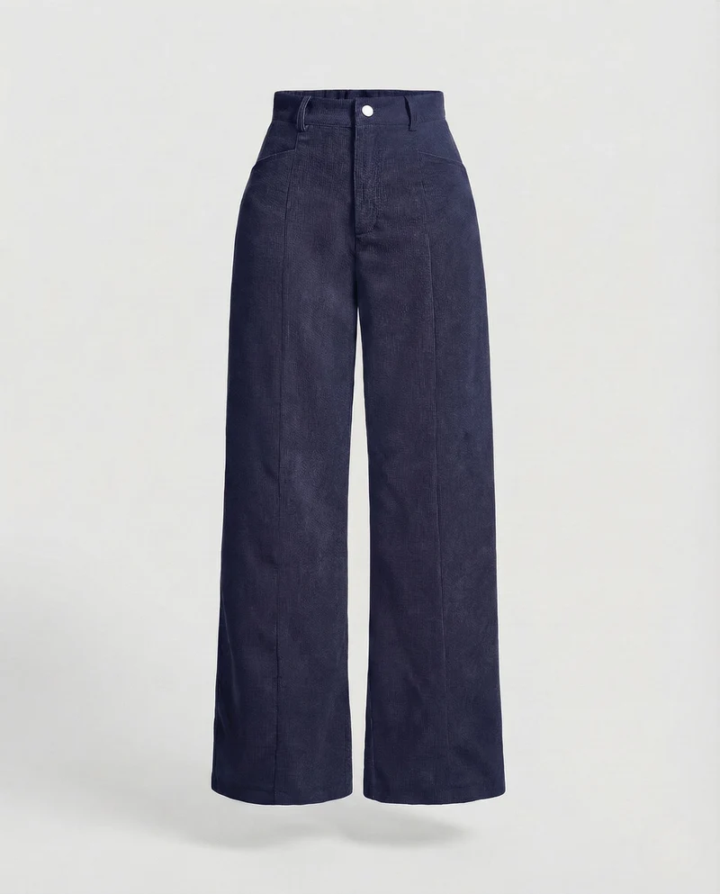 Damen Cordhose Bügelfalte Weit
