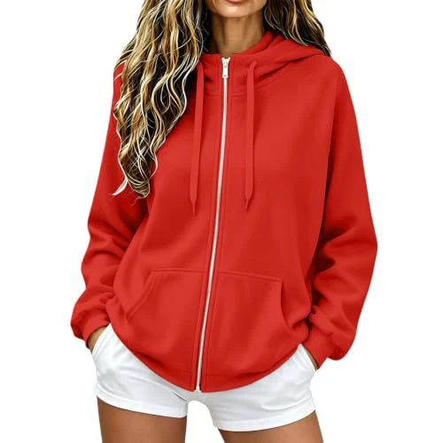 Damen Oversize-Zip-Hoodie aus Microfleece mit Kängurutaschen Nord Taschen