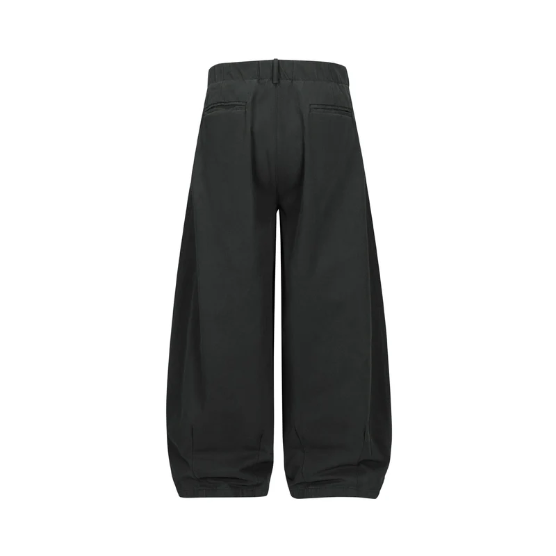 Damen Weite Culotte-Hose mit hoher Taille, Bundfalten und elastischem Knöchelabschluss Nord Taschen