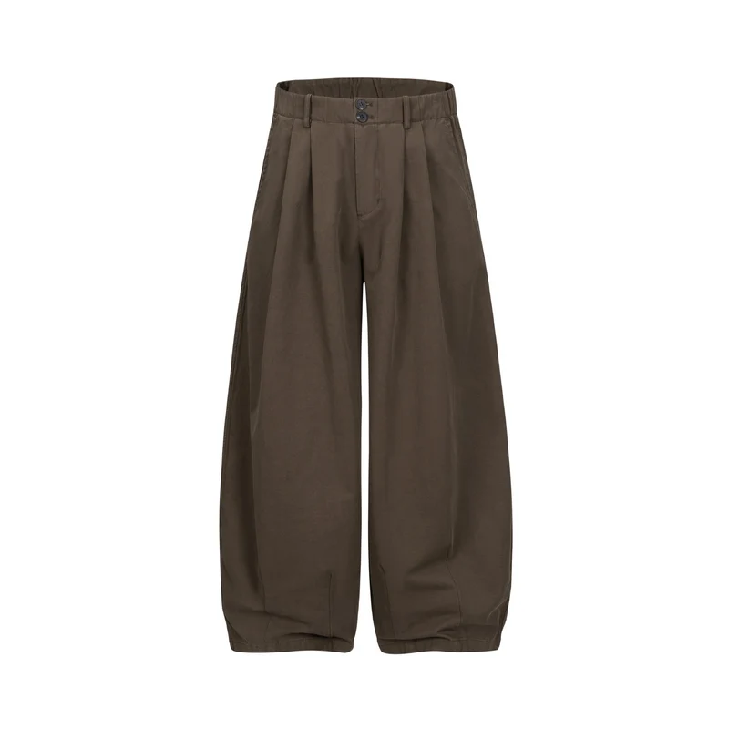 Damen Weite Culotte-Hose mit hoher Taille, Bundfalten und elastischem Knöchelabschluss Nord Taschen