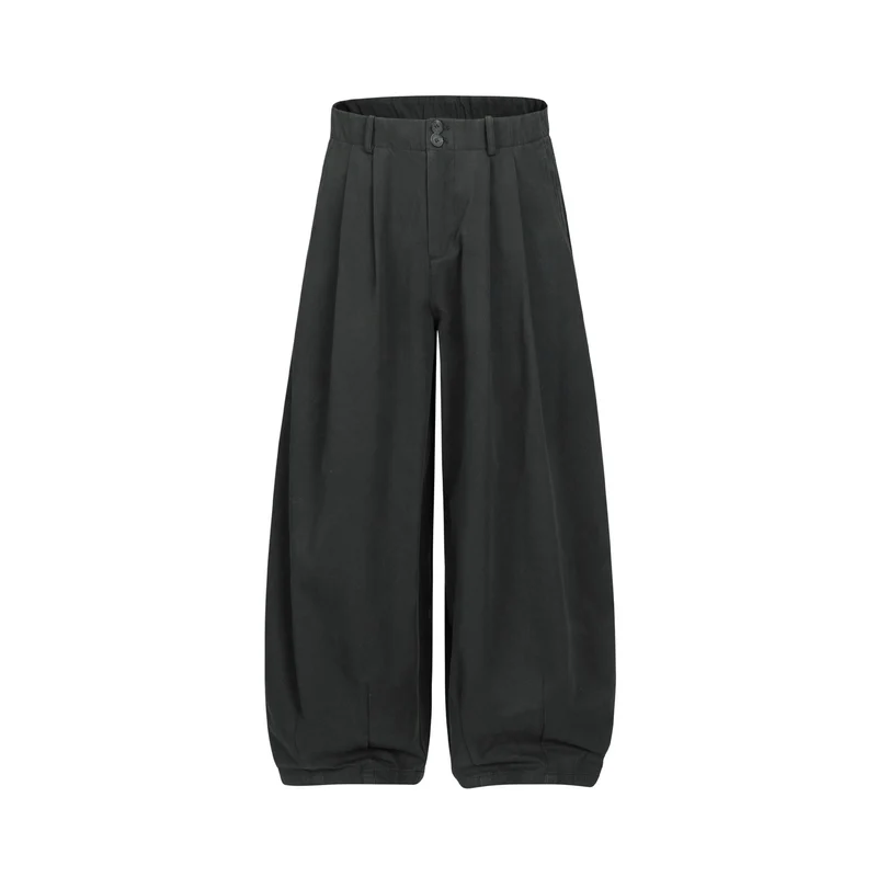 Damen Weite Culotte-Hose mit hoher Taille, Bundfalten und elastischem Knöchelabschluss Nord Taschen