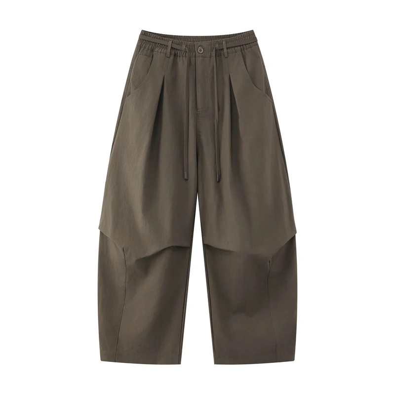 Damen Weite Culotte-Hose mit hohem Bund, Kellerfalten und Kordelzug Nord Taschen
