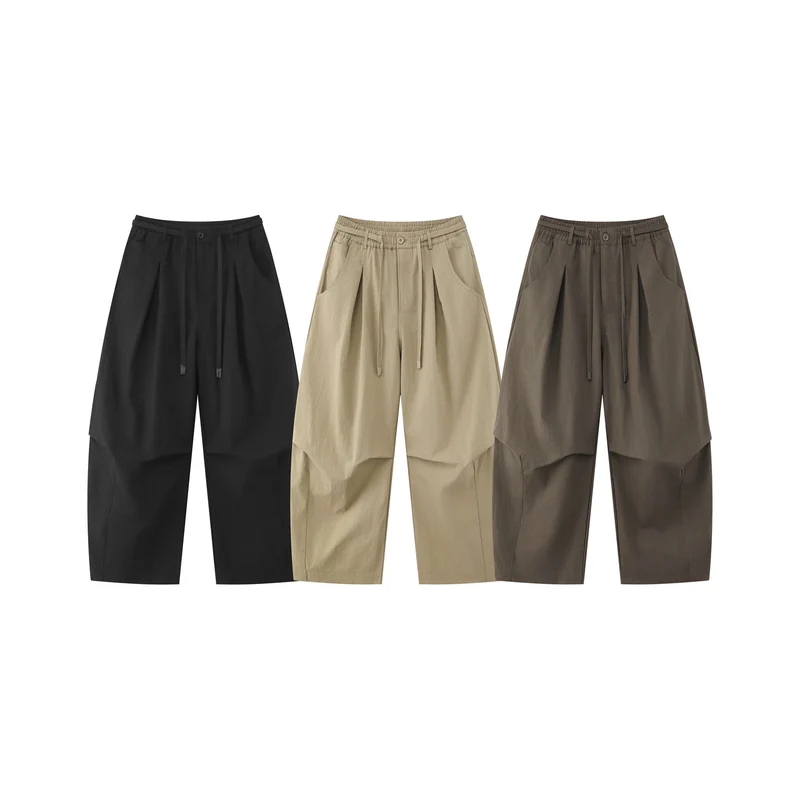 Damen Weite Culotte-Hose mit hohem Bund, Kellerfalten und Kordelzug Nord Taschen