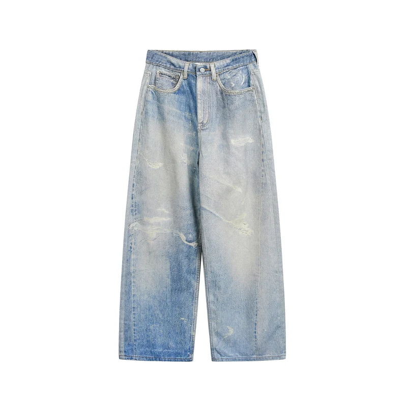 Damen Weite Cropped‑Jeans mit hoher Taille, geradem Bein und Destroy‑Details Nord Taschen