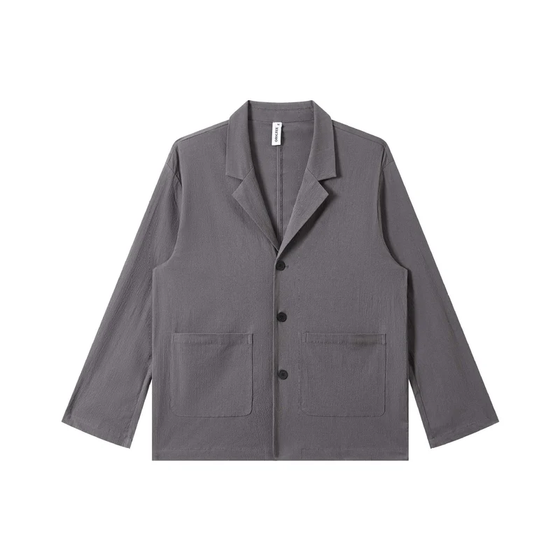 Herren Leichtes Struktur-Overshirt mit Reverskragen, Knopfleiste und aufgesetzten Taschen Nord Taschen