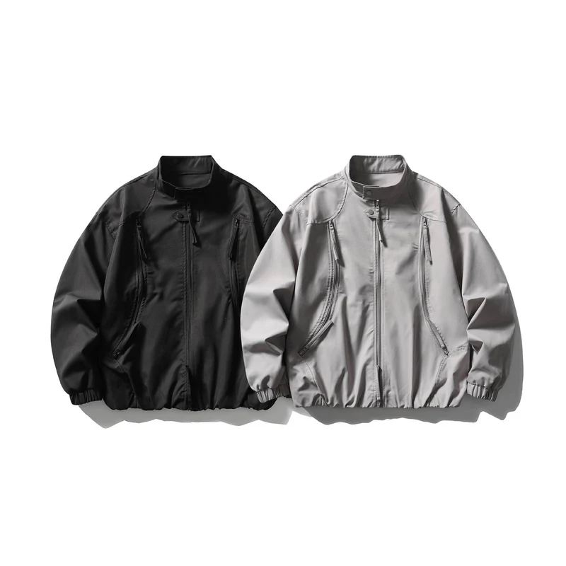 Herren Leichte Utility-Bomberjacke mit Stehkragen Nord Taschen