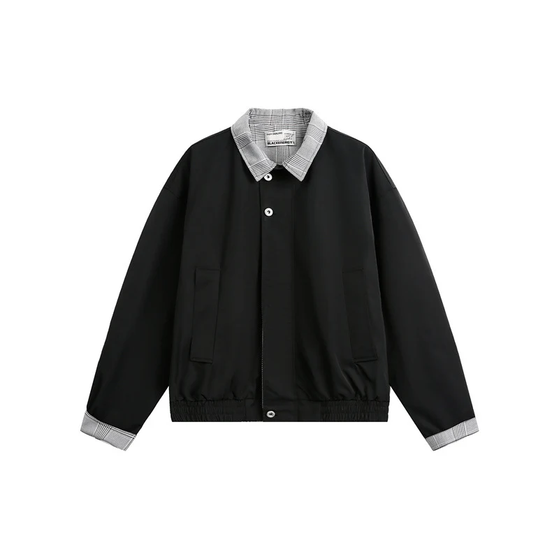 Herren leichte Übergangsjacke mit Karokrragen, Umschlagärmel und elastischem Saum Nord Taschen