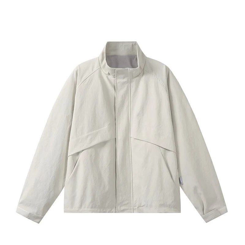 Herren Leichte Übergangsjacke im minimalistischen Field‑Style mit hohem Stehkragen und verdeckter Frontblende Nord Taschen