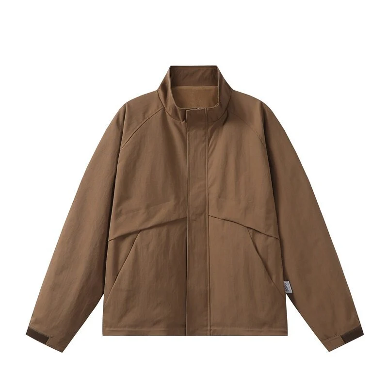 Herren Leichte Übergangsjacke im minimalistischen Field‑Style mit hohem Stehkragen und verdeckter Frontblende Nord Taschen