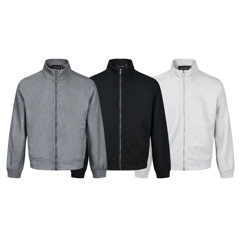 Herren Leichte Sweatjacke aus Baumwoll‑Mix mit Stehkragen, durchgehendem Reißverschluss und Eingrifftaschen Nord Taschen