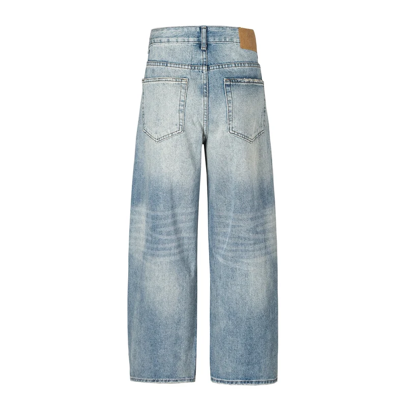 Damen Denim-Culotte mit hohem Bund, weitem Bein und Used-Waschung Nord Taschen