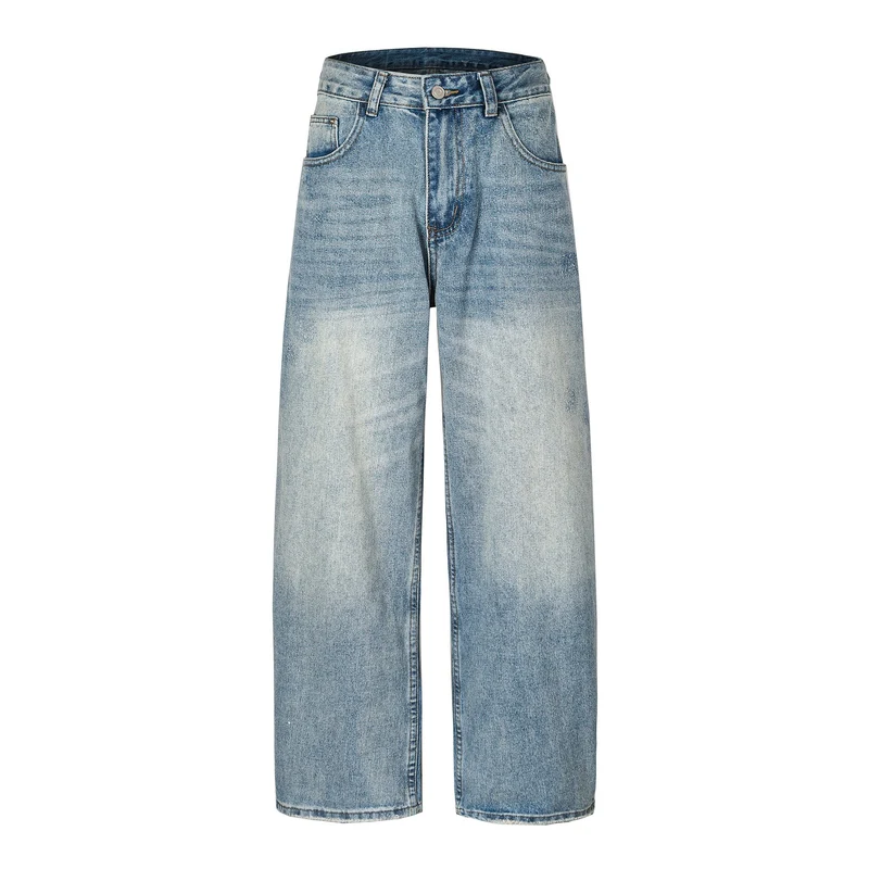 Damen Denim-Culotte mit hohem Bund, weitem Bein und Used-Waschung Nord Taschen