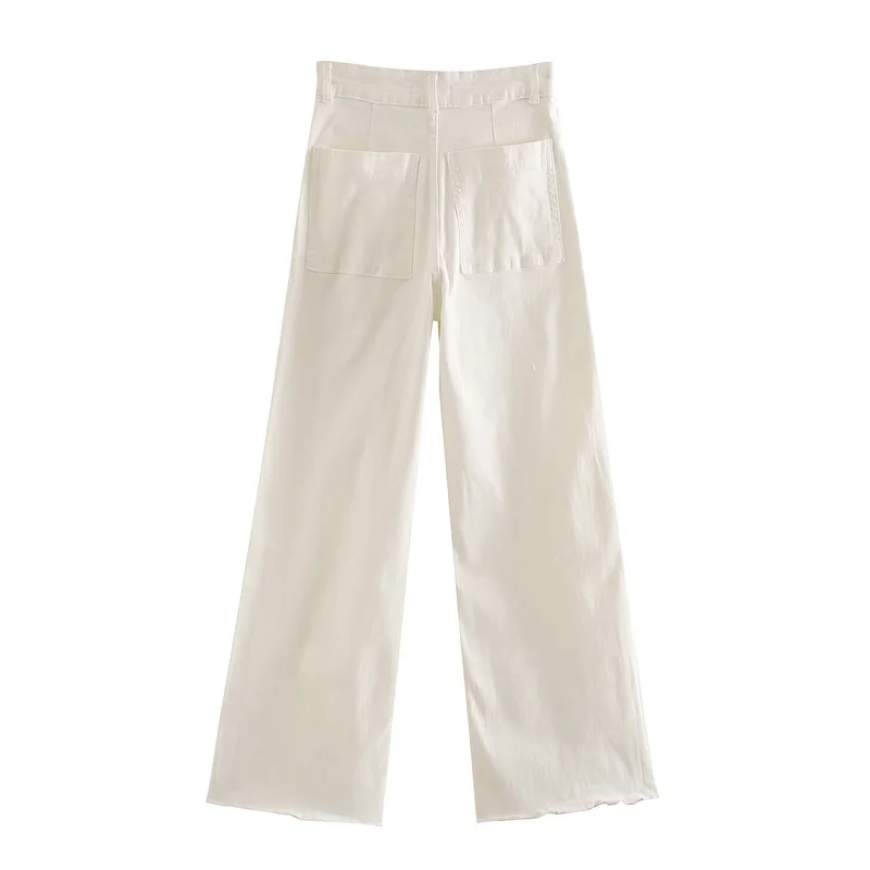Damen weite High‑Waist Worker‑Hose mit aufgesetzten Gesäßtaschen Nord Taschen