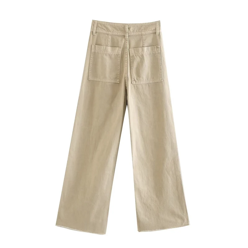 Damen weite High‑Waist Worker‑Hose mit aufgesetzten Gesäßtaschen Nord Taschen