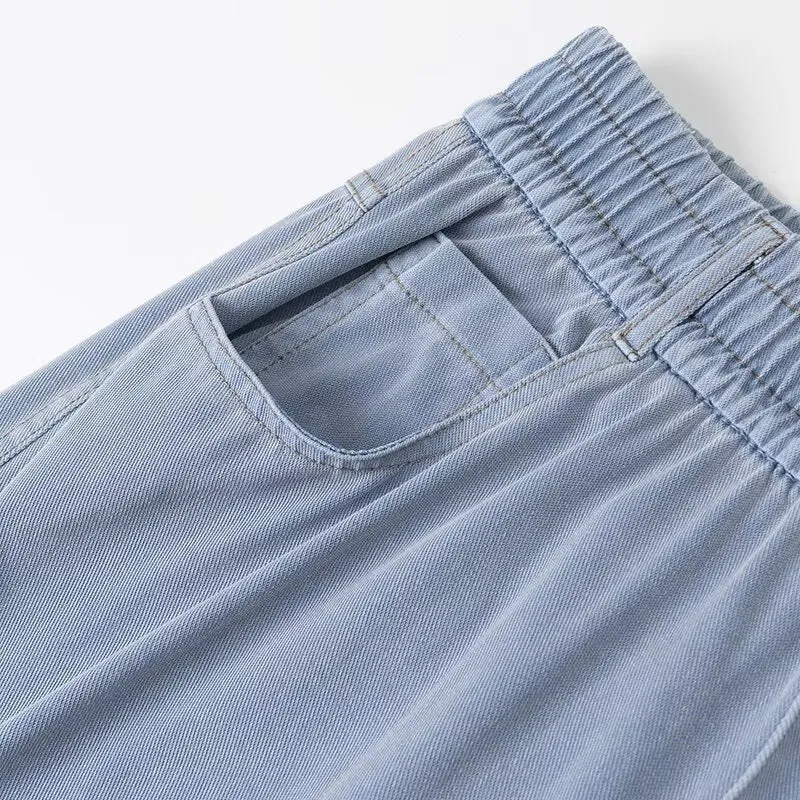 Damen weite High-Waist-Loungehose aus fließender Viskoseoptik mit Elastbund und Eingrifftaschen Nord Taschen