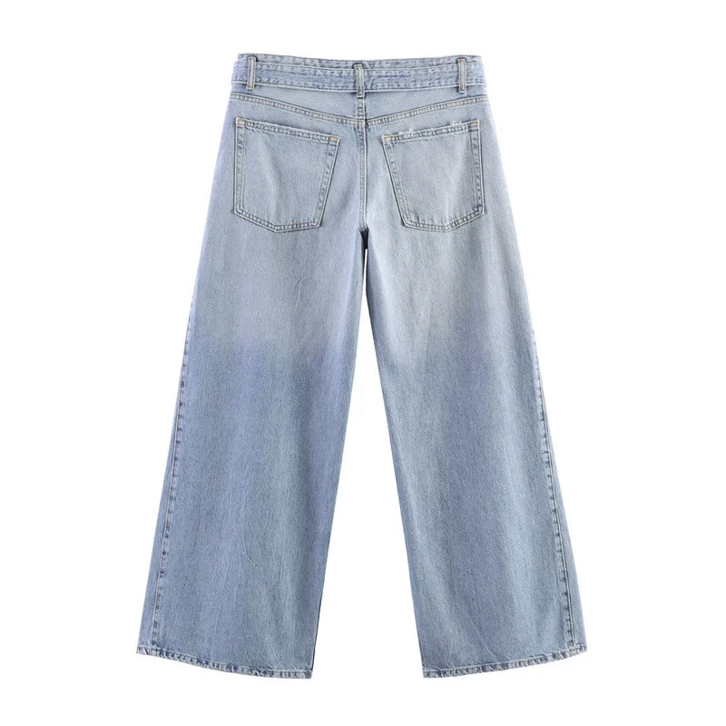 Damen Weite High‑Waist‑Jeans mit seitlichen Schlitzeinsätzen und Rockeffekt Nord Taschen