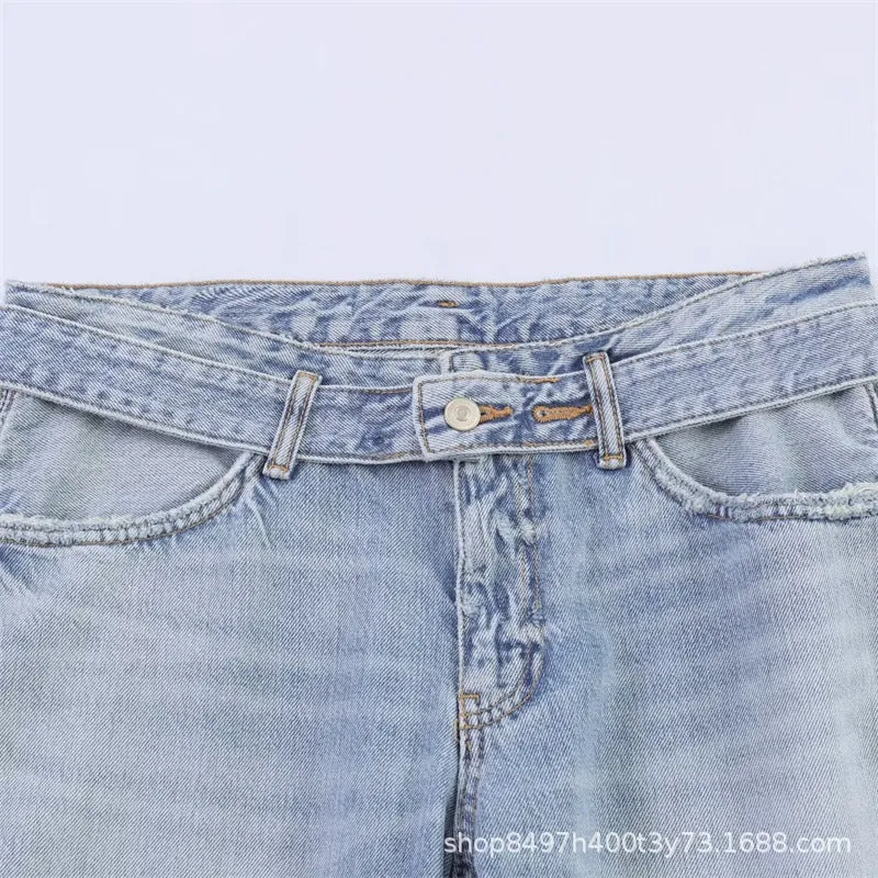 Damen Weite High‑Waist‑Jeans mit seitlichen Schlitzeinsätzen und Rockeffekt Nord Taschen