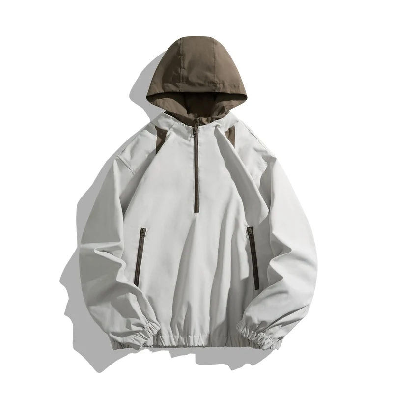 Unisex Leichter Anorak mit Kontrastkapuze und halbem Reißverschluss Nord Taschen