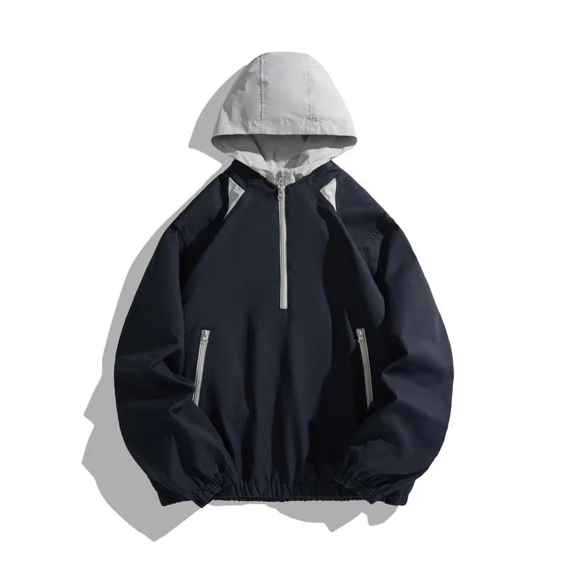 Unisex Leichter Anorak mit Kontrastkapuze und halbem Reißverschluss Nord Taschen