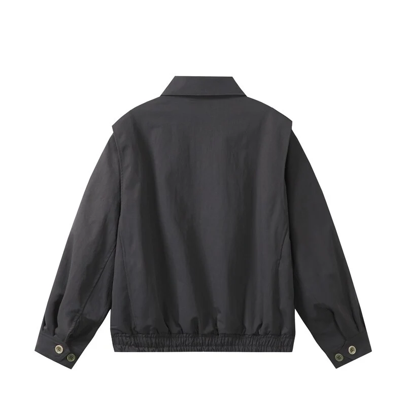Unisex Leichte Oversize Übergangsjacke im Bomberstil mit Hemdkragen und elastischem Saum Nord Taschen