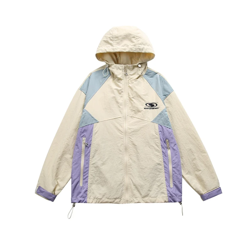 Unisex Leichte Kapuzen‑Windjacke im Colorblock‑Design mit Zwei‑Wege‑Reißverschluss Nord Taschen