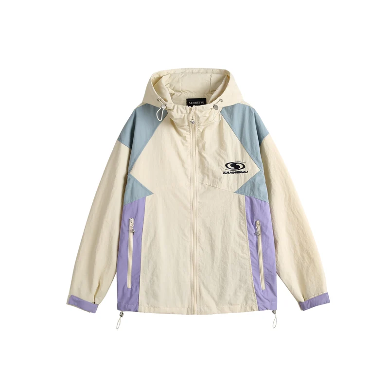 Unisex Leichte Kapuzen‑Windjacke im Colorblock‑Design mit Zwei‑Wege‑Reißverschluss Nord Taschen