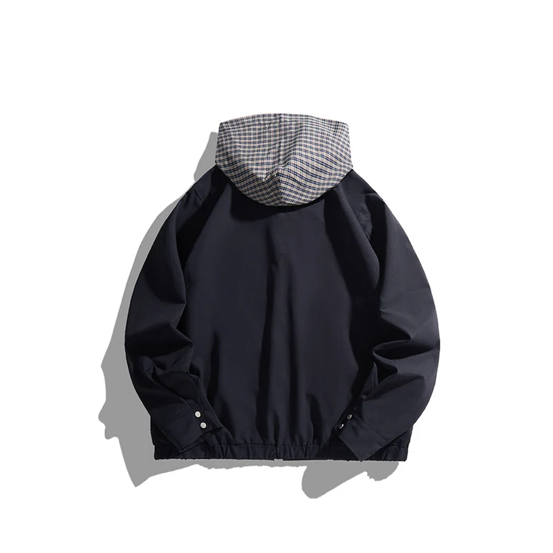 Unisex Leichte Kapuzen-Übergangsjacke mit Karopatch-Brusttasche und elastischem Saum Nord Taschen