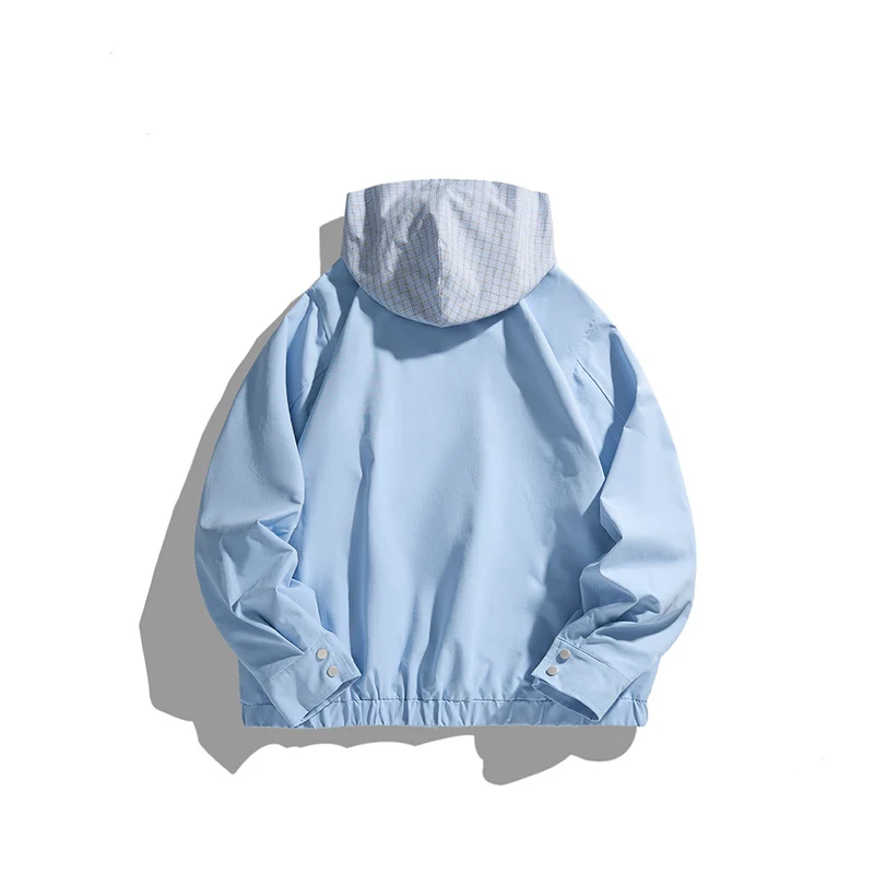 Unisex Leichte Kapuzen-Übergangsjacke mit Karopatch-Brusttasche und elastischem Saum Nord Taschen