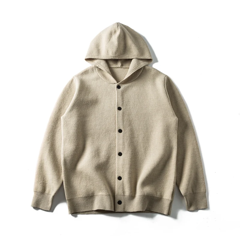 Unisex Leichte Kapuzen‑Strickjacke mit Druckknopfleiste und Rippbündchen Nord Taschen