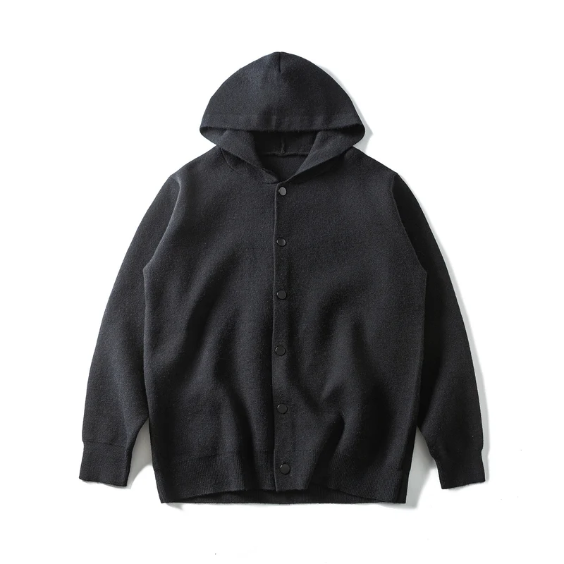 Unisex Leichte Kapuzen‑Strickjacke mit Druckknopfleiste und Rippbündchen Nord Taschen
