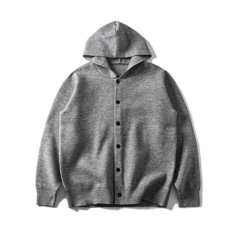 Unisex Leichte Kapuzen‑Strickjacke mit Druckknopfleiste und Rippbündchen Nord Taschen