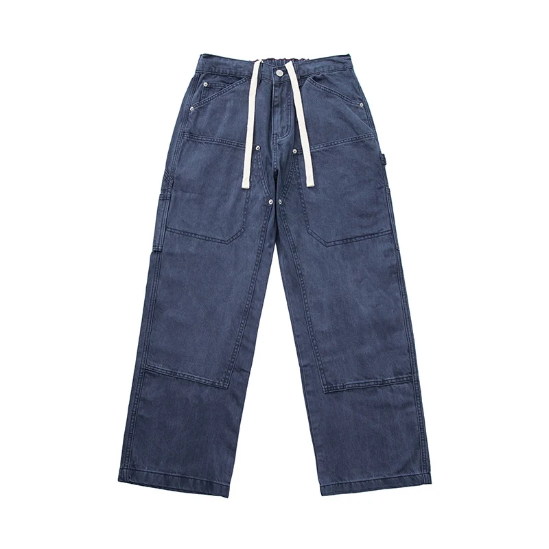 Herren Weite Utility-Denimhose mit Tunnelzugbund und aufgesetzten Taschen Nord Taschen