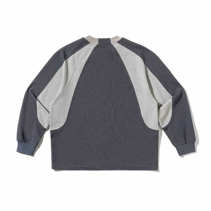 Herren Waffelstruktur-Sweatshirt mit Raglanärmeln und kontrastierenden Einsätzen Nord Taschen