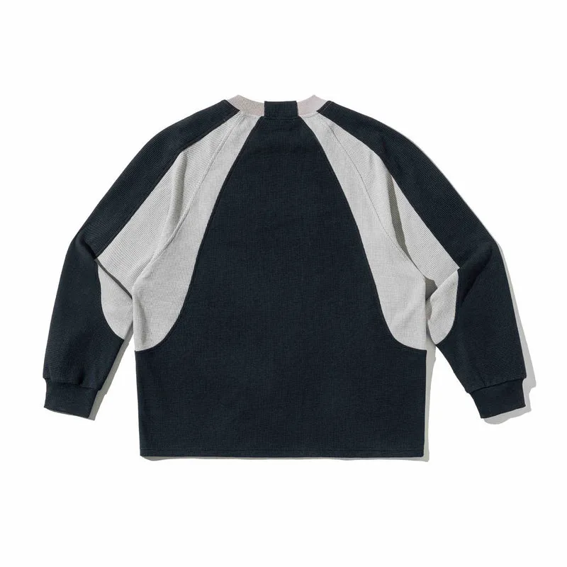 Herren Waffelstruktur-Sweatshirt mit Raglanärmeln und kontrastierenden Einsätzen Nord Taschen