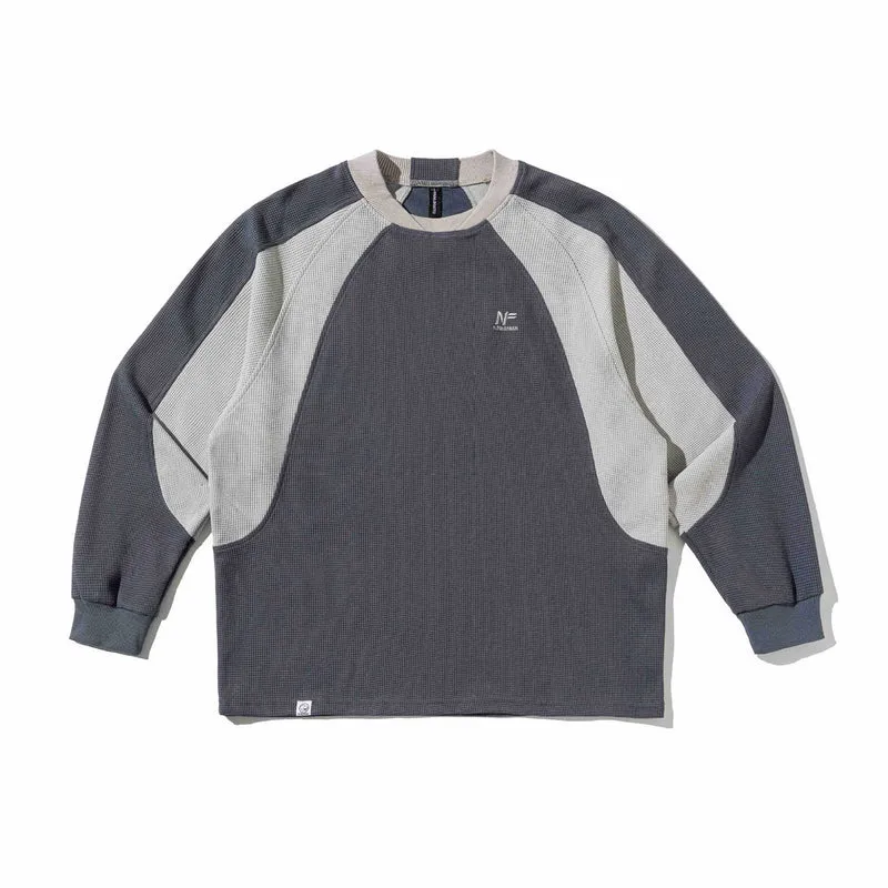 Herren Waffelstruktur-Sweatshirt mit Raglanärmeln und kontrastierenden Einsätzen Nord Taschen