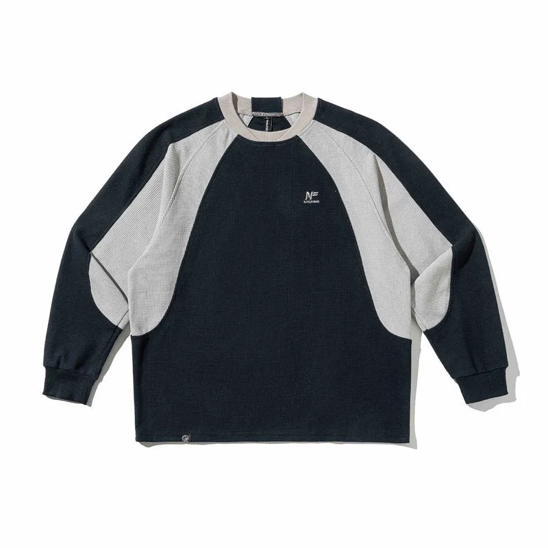 Herren Waffelstruktur-Sweatshirt mit Raglanärmeln und kontrastierenden Einsätzen Nord Taschen