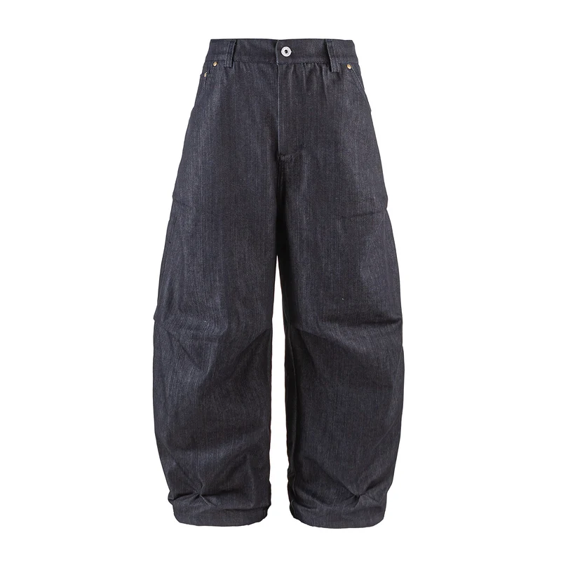 Damen Weite Cropped‑Hose mit hoher Taille, Krempelbund und markanten Kniefalten Nord Taschen