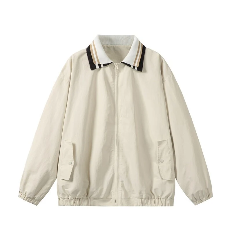 Herren Leichte Harrington‑Style Bomberjacke mit gestreiftem Rippkragen und Druckknopf‑Taschen Nord Taschen