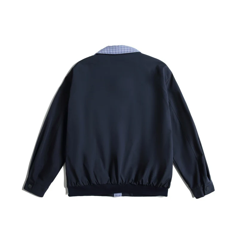 Herren Leichte Harrington-Bomberjacke mit Karierter Hemdkragen und Pattentaschen Nord Taschen