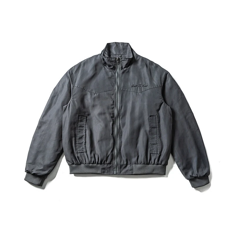Herren Leichte Bomberjacke im minimalistischen Satin-Look mit Stehkragen und elastischem Saum Nord Taschen