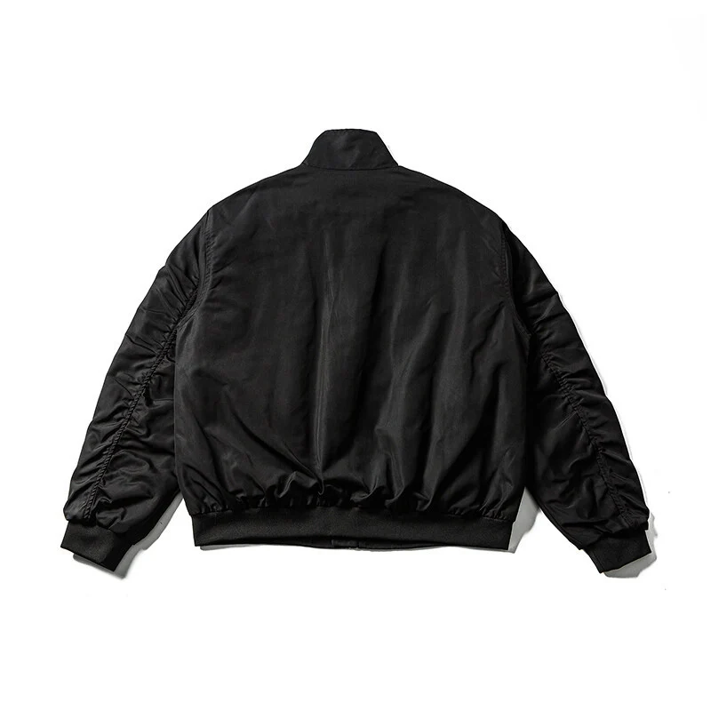 Herren Leichte Bomberjacke im minimalistischen Satin-Look mit Stehkragen und elastischem Saum Nord Taschen