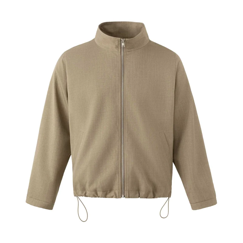 Herren Leichte Baumwoll-Mischgewebe-Utility-Jacke mit Stehkragen und Kordelzug Nord Taschen