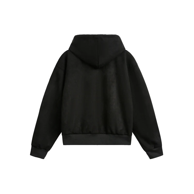 Damen Oversize-Kapuzen-Sweatjacke mit Reißverschluss und gefütterter Leoparden-Kapuze Nord Taschen