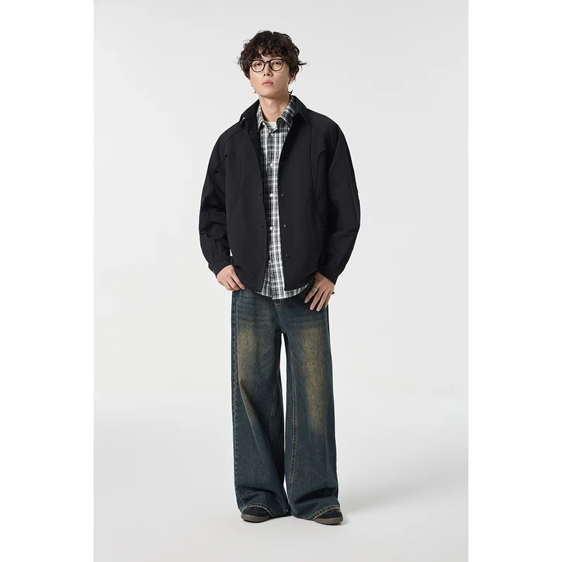 Damen Oversize-Hemdjacke mit geschwungener Teilnaht und Druckknopfleiste Nord Taschen