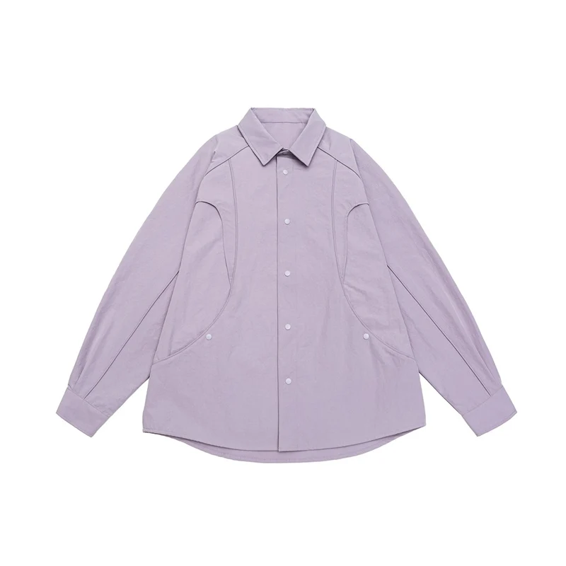 Damen Oversize-Hemdjacke mit geschwungener Teilnaht und Druckknopfleiste Nord Taschen