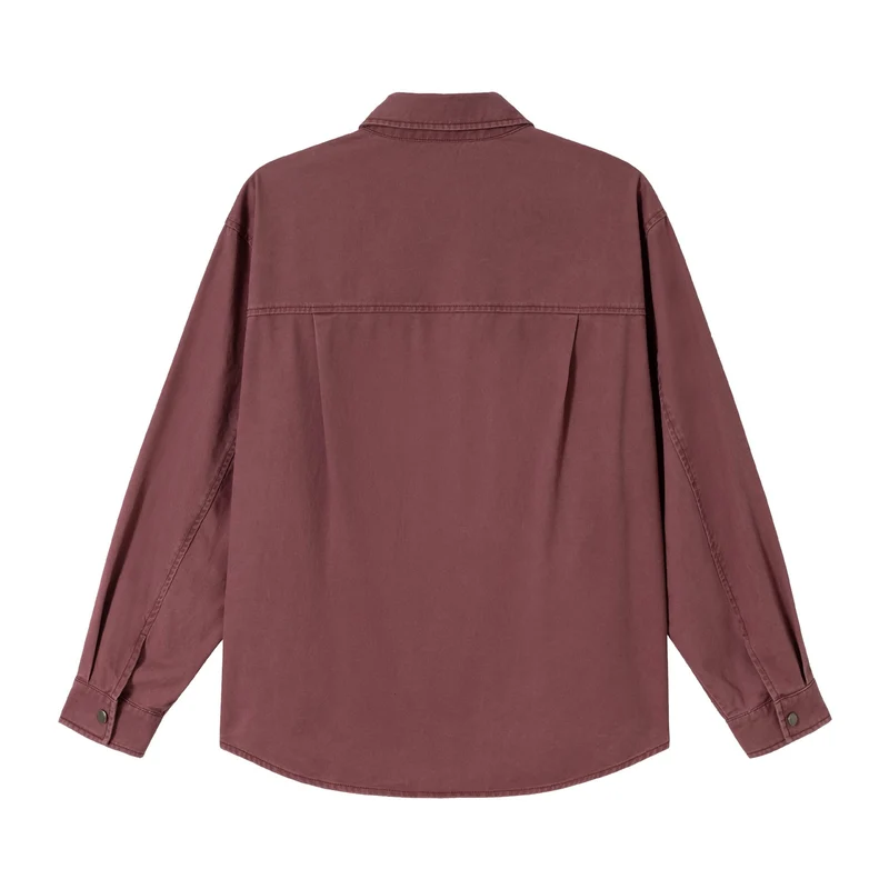 Damen Oversize Hemdjacke im Shacket‑Stil aus gewaschenem Baumwolltwill mit Druckknopfverschluss Nord Taschen